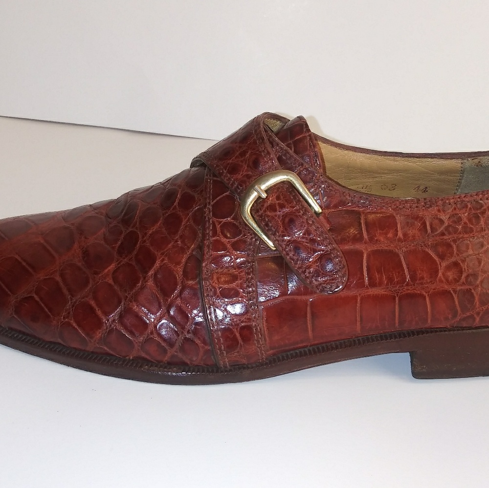 David Eden cognac alligator mens shoe sz 9.5
